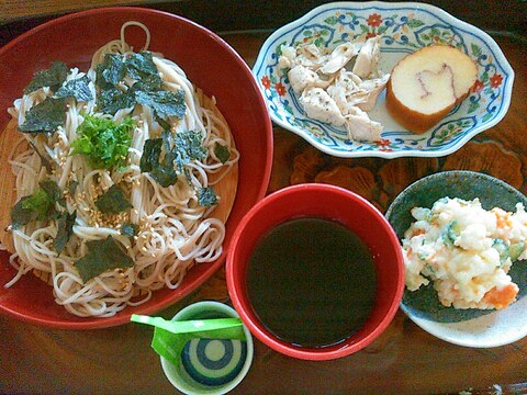 奥久慈蕎麦とチキン伊達巻ランチ